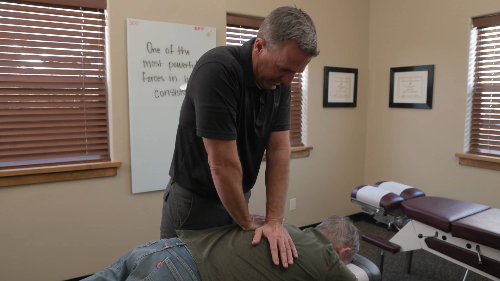 Chiropractic adjustment for lower back pain
